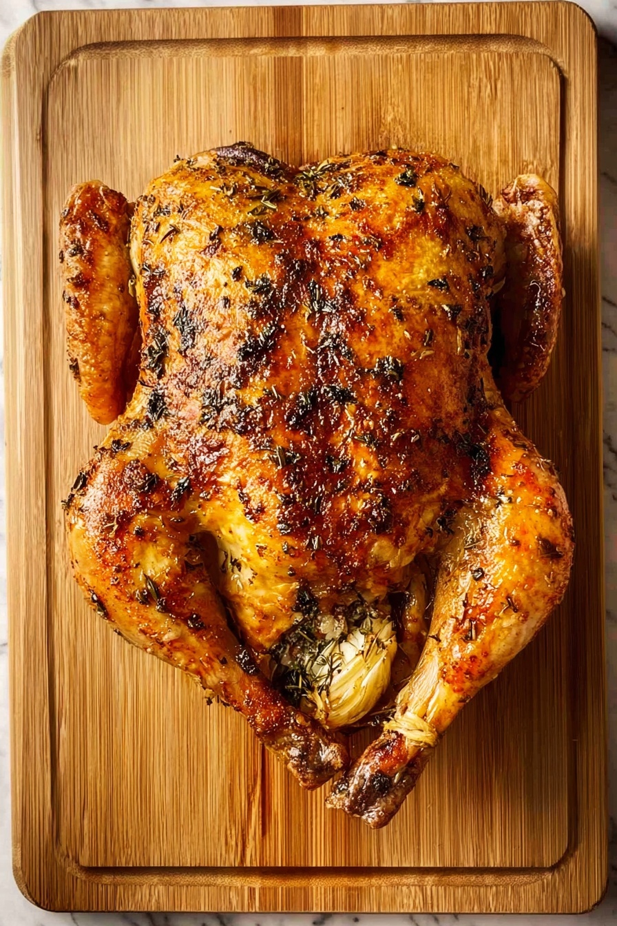 A large white plate holds several layers of roasted turkey pieces arranged neatly: the outermost layer consists of thick, golden-brown sliced turkey breast with crisp skin, the middle has two roasted turkey legs with shiny brown skin placed in a cross shape, and the inner area displays thicker slices of darker turkey meat with a golden crust. Fresh green herbs like sage, bay leaves, and thyme are tucked between the layers, along with bright yellow lemon wedges that add color contrast. The plate rests on a white marbled surface, and a small white bowl of dark red cranberry sauce is partially visible at the side. photo taken with an iphone --ar 2:3 --v 7